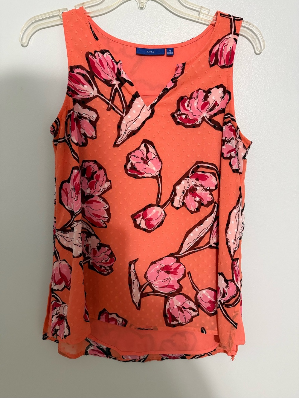 Apt. 9 Coral Floral Scoop Neck Tank with Pink Blooms